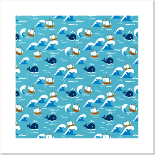 Move with the Sea Waves Pattern Posters and Art